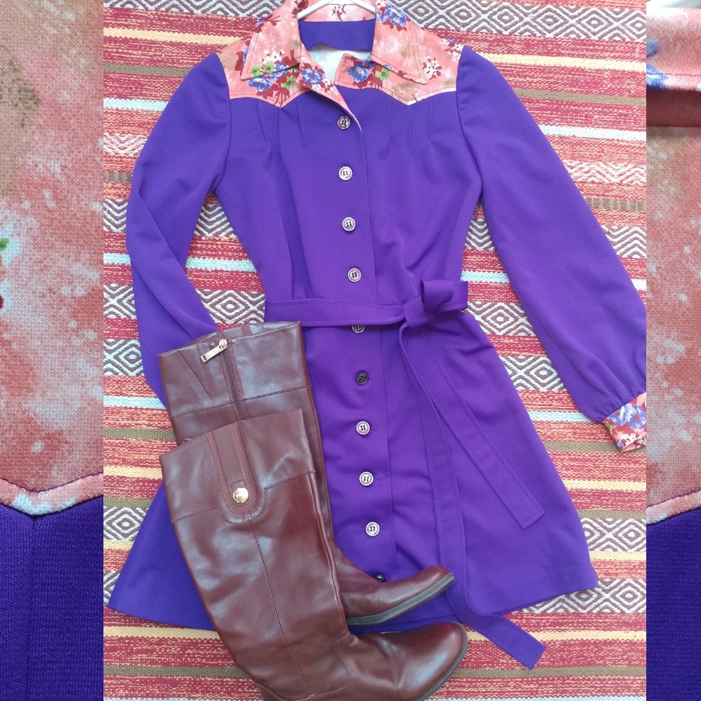 Vintage Purple Button-down Dress